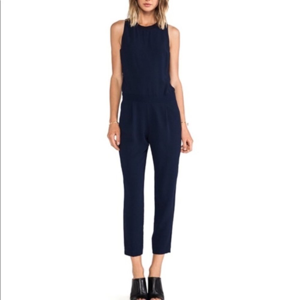 Trina Turk Yasmine Sleeveless Pants‎ Jumpsuit Navy Blue Womens Size 6